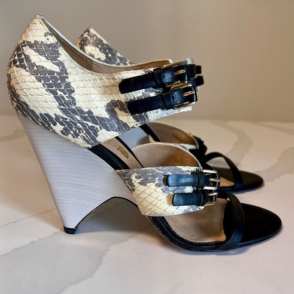 L.A.M.B. Black Grey & Snakeskin Heels with Multiple straps - Size 10 (fits 9) - Picture 7 of 16